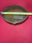 Vintage Gold Ormolu Oval Jewelry Casket Box Gold Velvet Beveled Glass Top 7”