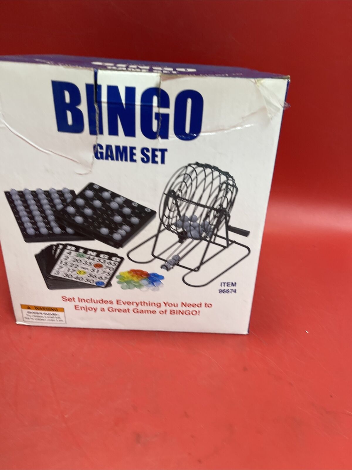 NEW!! BINGO GAME SET Metal Cage W/Plastic Masterboard 75 Numbered BINGO Balls 