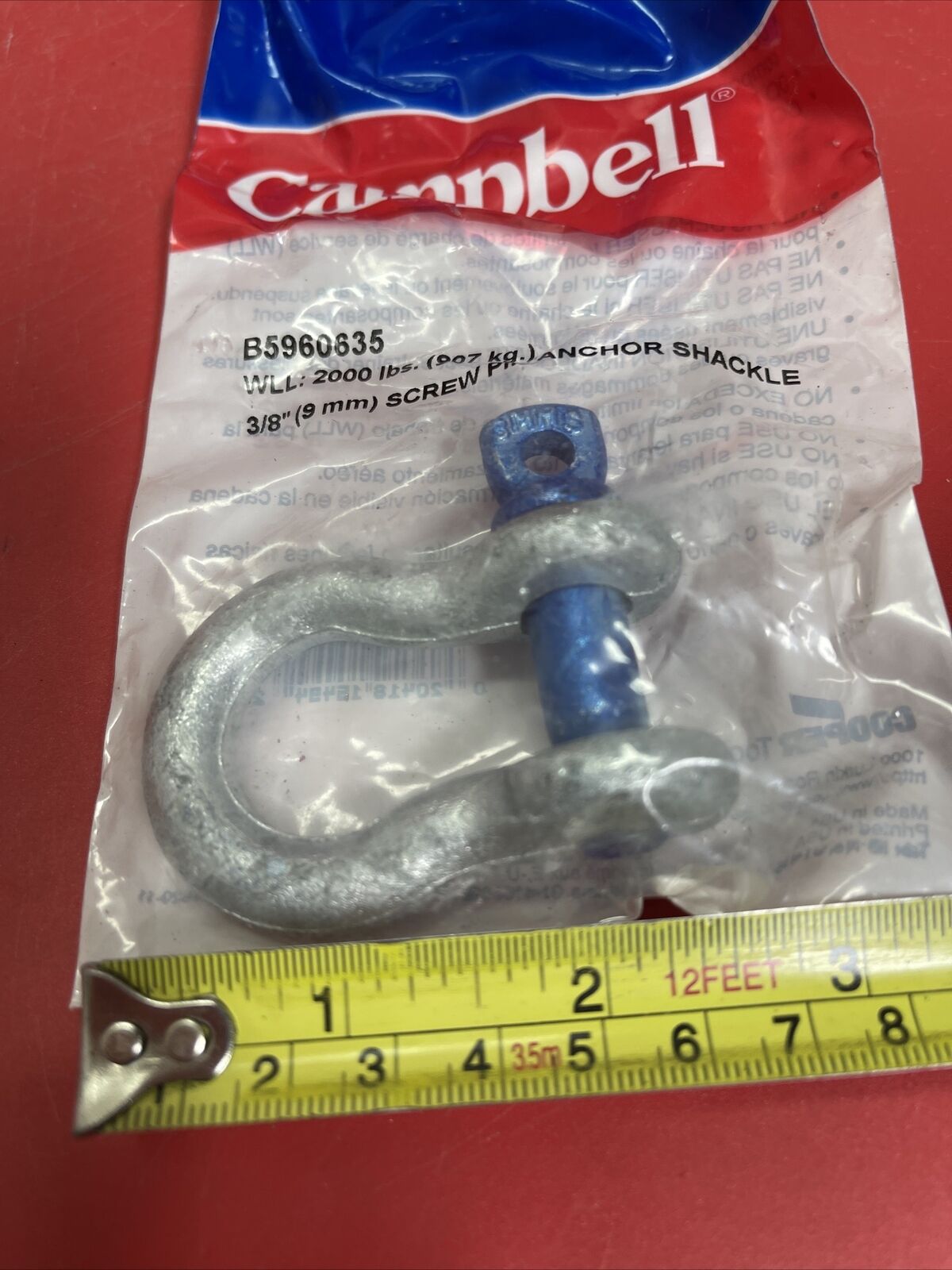 Campbell T9640435 Steel Galvanized 0.5 ton Capacity Anchor Shackle 1/4 in. Lot 4