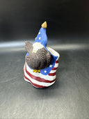 Set of Resting Eagles Figurines On American Flag