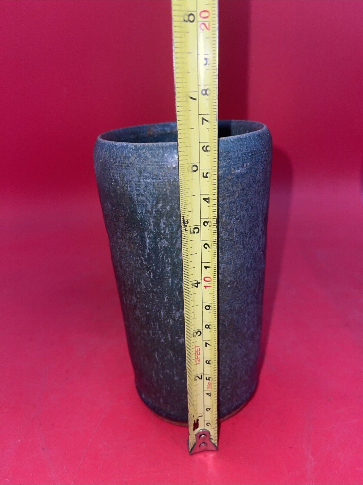 Studio Art Pottery Stoneware Vase Artist Signed Hand Thrown Vintage 6”H