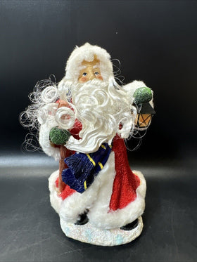 Vintage Santa Claus Victorian With Toys And Lamp 8” Tall