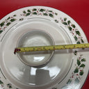NIB PORCELAIN WARE 12" PRETZEL DISH Holly & Berry Pattern w/ Gold Trim, Japan