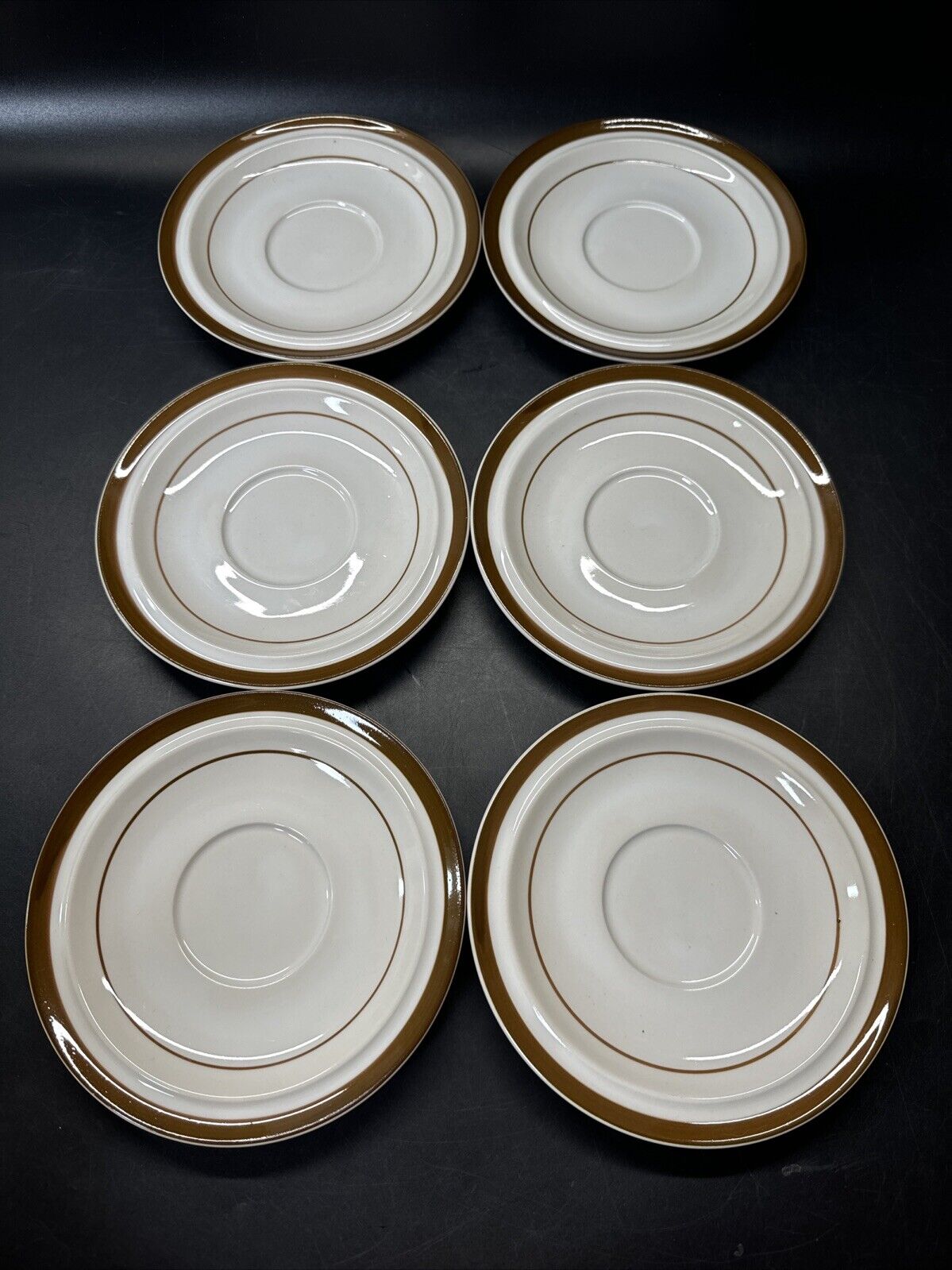 Vintage MSI Brown Monterrey Bread & Butter Plates For Cups- 6 1/4 in/ Lot Of 6