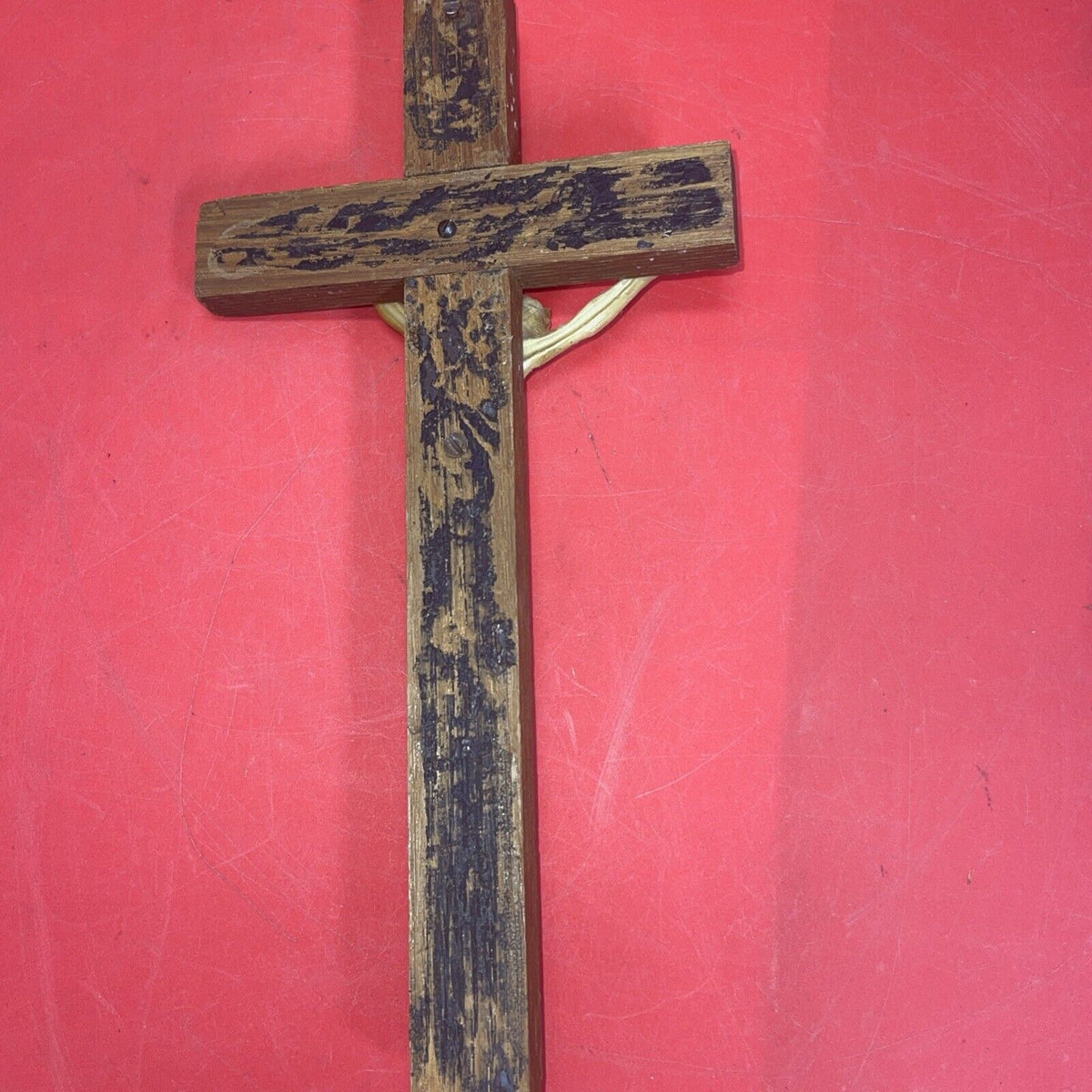 Vintage Wooden Christian Crosses Last Rites, Old Wooden Tin Jesus Lot 4 (Damage)