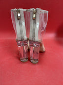 X2B clear /SKINTON  4.5"High Heel PEEP TOE  Ankle Boot women Size 7.5 M