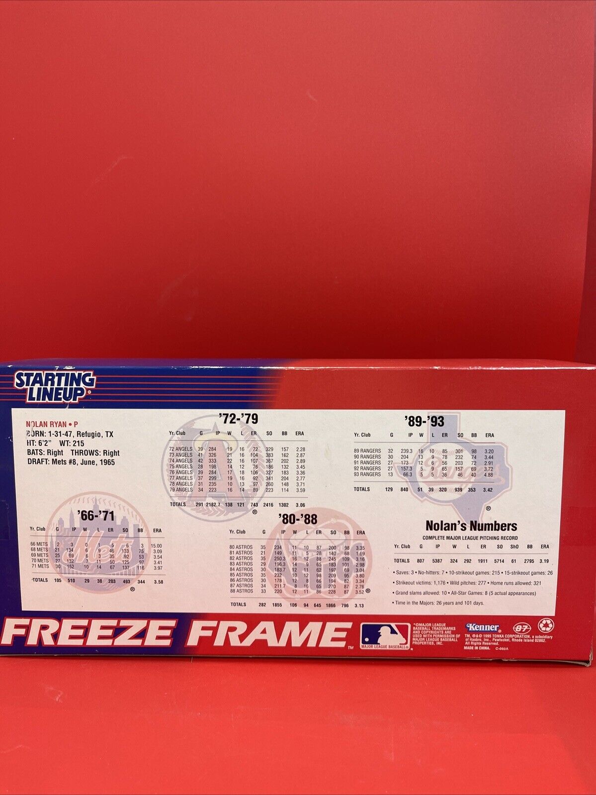 Nolan Ryan Collector Club Special Edition Starting Lineup FREEZE FRAME No. 68859