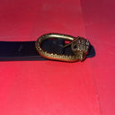 KURT GEIGER LONDON LARGE EAGLE HEAD LEATHER BELT IN BLACK  SIZE XS/S