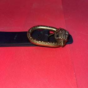 KURT GEIGER LONDON LARGE EAGLE HEAD LEATHER BELT IN BLACK  SIZE XS/S
