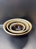 Brown Drip Mixing Bowls Marked USA Set Of 3