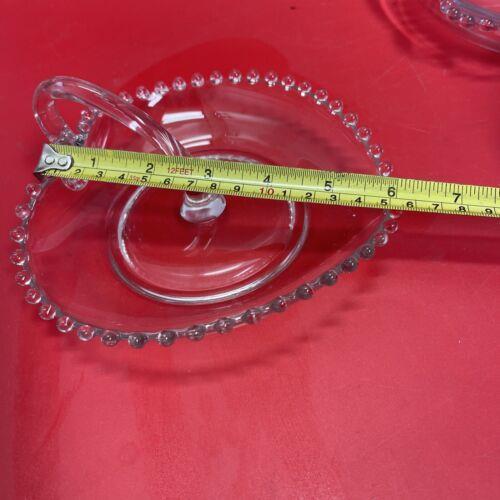 Vintage Imperial Glass Candlewick Heart Shaped & Serving Dish Divided Into Four