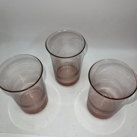 3 Pink Depression Glass Heavy Tumblers Tumblers Vintage ,No Chips 12 Oz