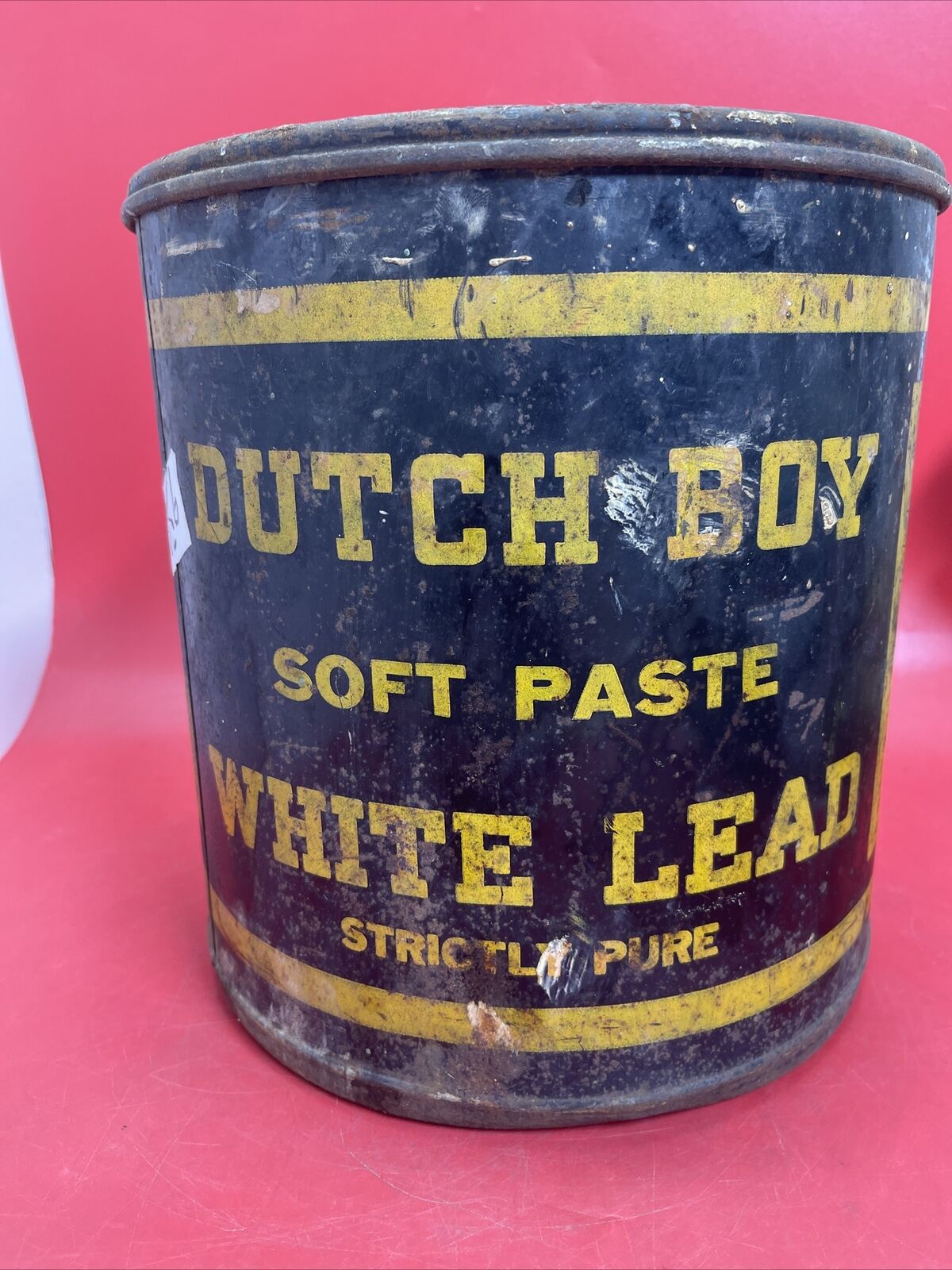 RARE Vintage Circa 1940s Dutch Boy White Lead Soft Paste Lidded Pail 100LB
