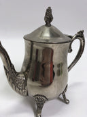 Antique Silverplate Coffee/Tea Pot Footed Hinged Lid - Pretty