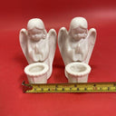 Vintage Pair of Praying Angels Candle Stick Holders Colonial Candle Japan White