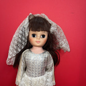 Vintage Eegee Bride Doll 17in Rooted Hair Sleep Eyes TLC Dress