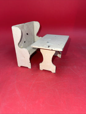 Vintage Aracade Cast Iron Doll House Miniature Table & Bench Chair