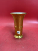 Pickard 7 In Gold Etched Daisy & Rose White Enamel Interior Fluted Vase