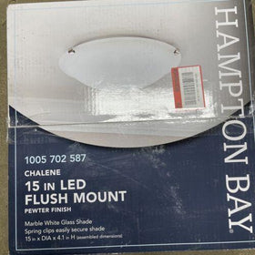 Hampton Bay Chalene 15 in. 1-Light Pewter Clip Integrated LED Flush Mount