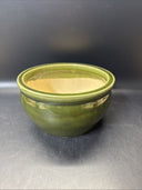 Art Pottery Green Glossy Bowl 4” Tall