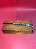 Vintage Folk Art Wood Box With Rifle & Ammo wood