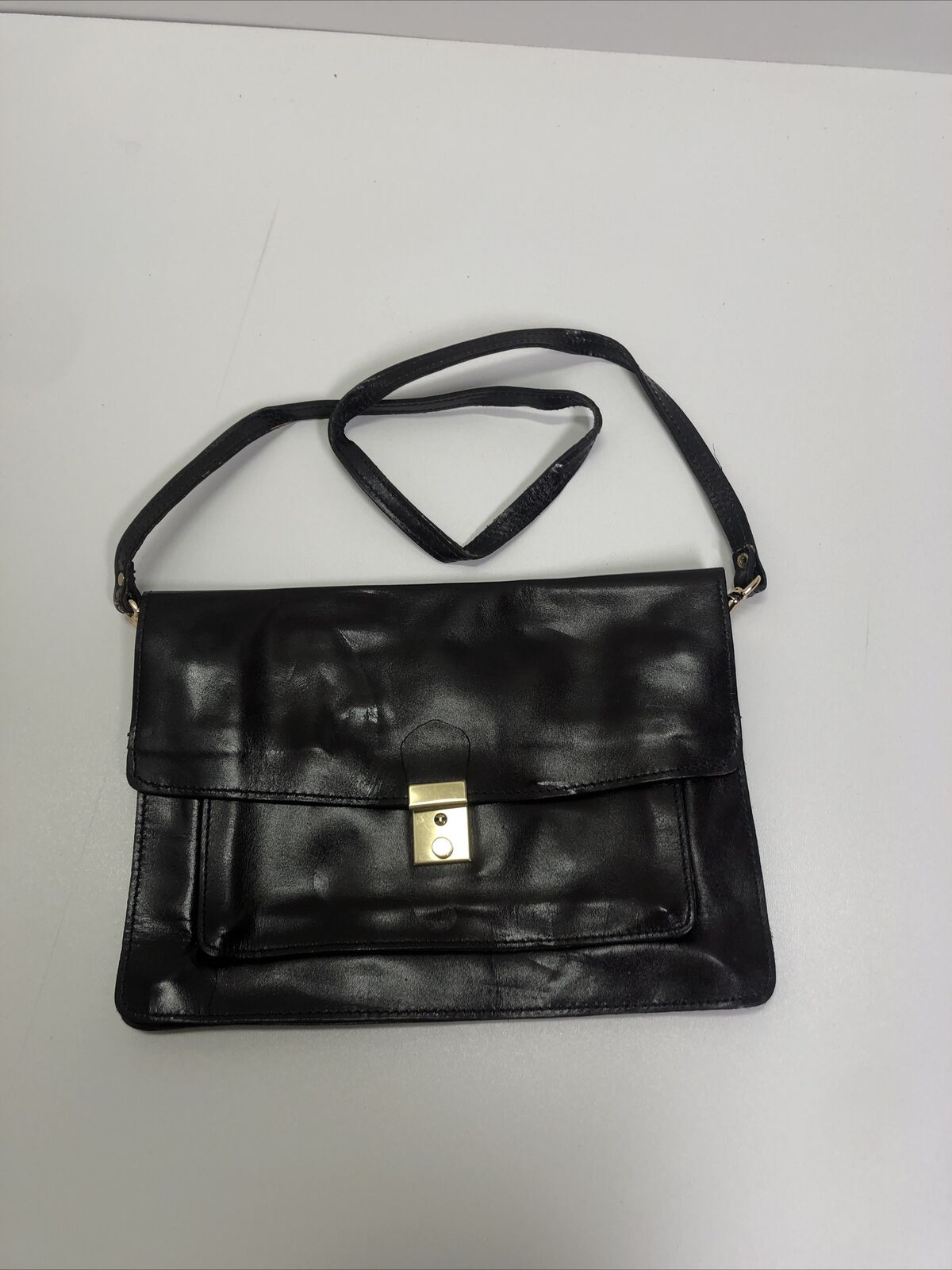 Liz Claiborne Black Faux Leather Baguette Purse 