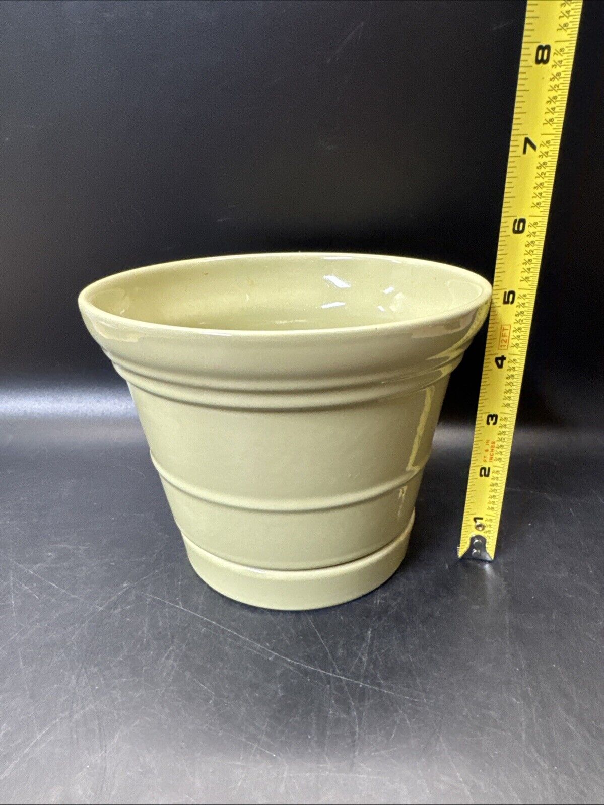Ceramic Green Planter With Underbowl 5”x 6.1/3”