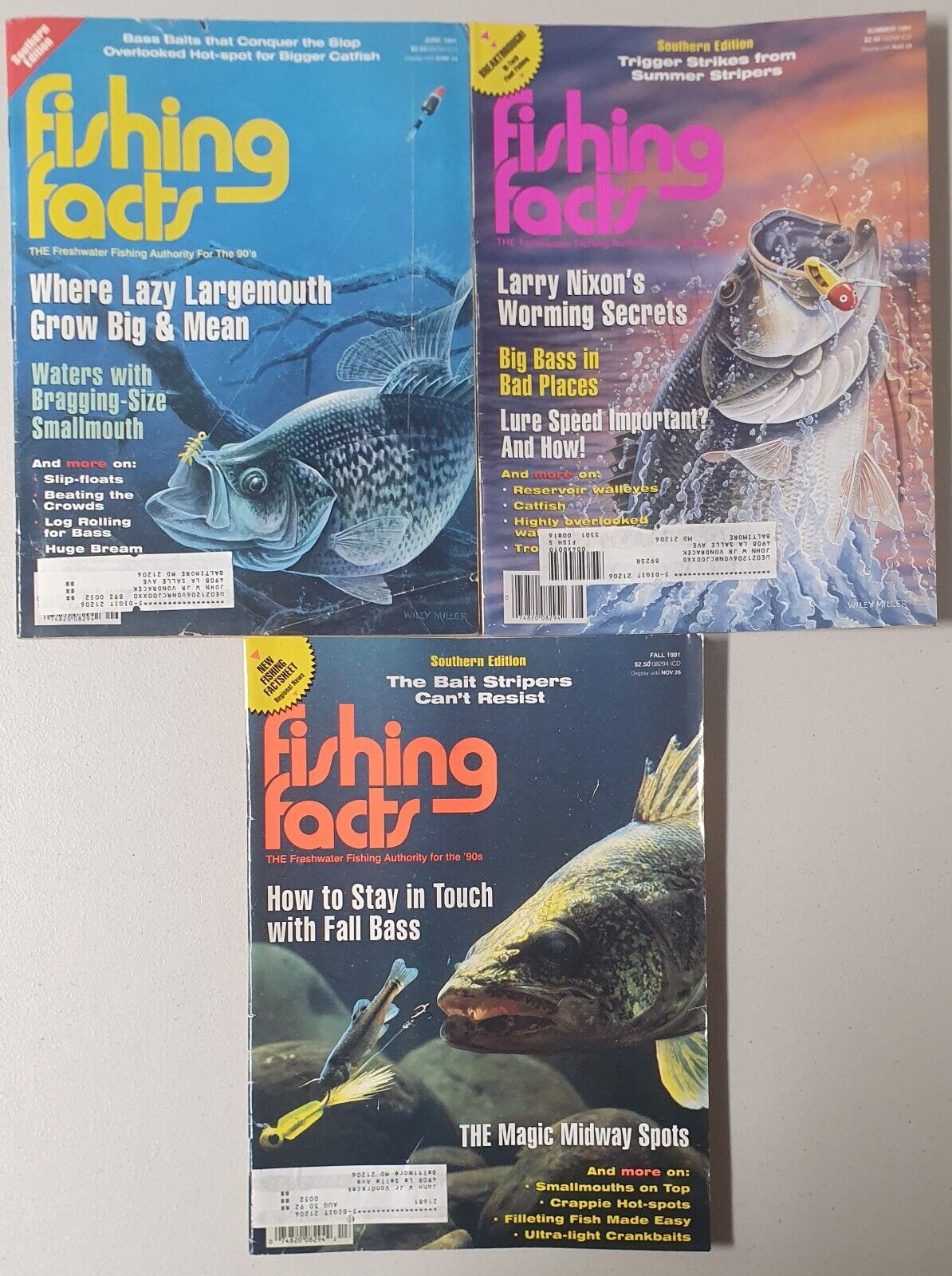 Fishing Facts Magazines Lot of 7 (Jan-Apr, June, Aug, Nov 1991)