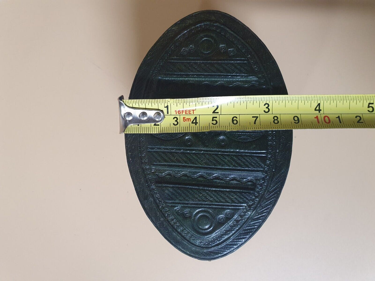Vintage Leather Over Wood Oval Box 5.25"×3.5"