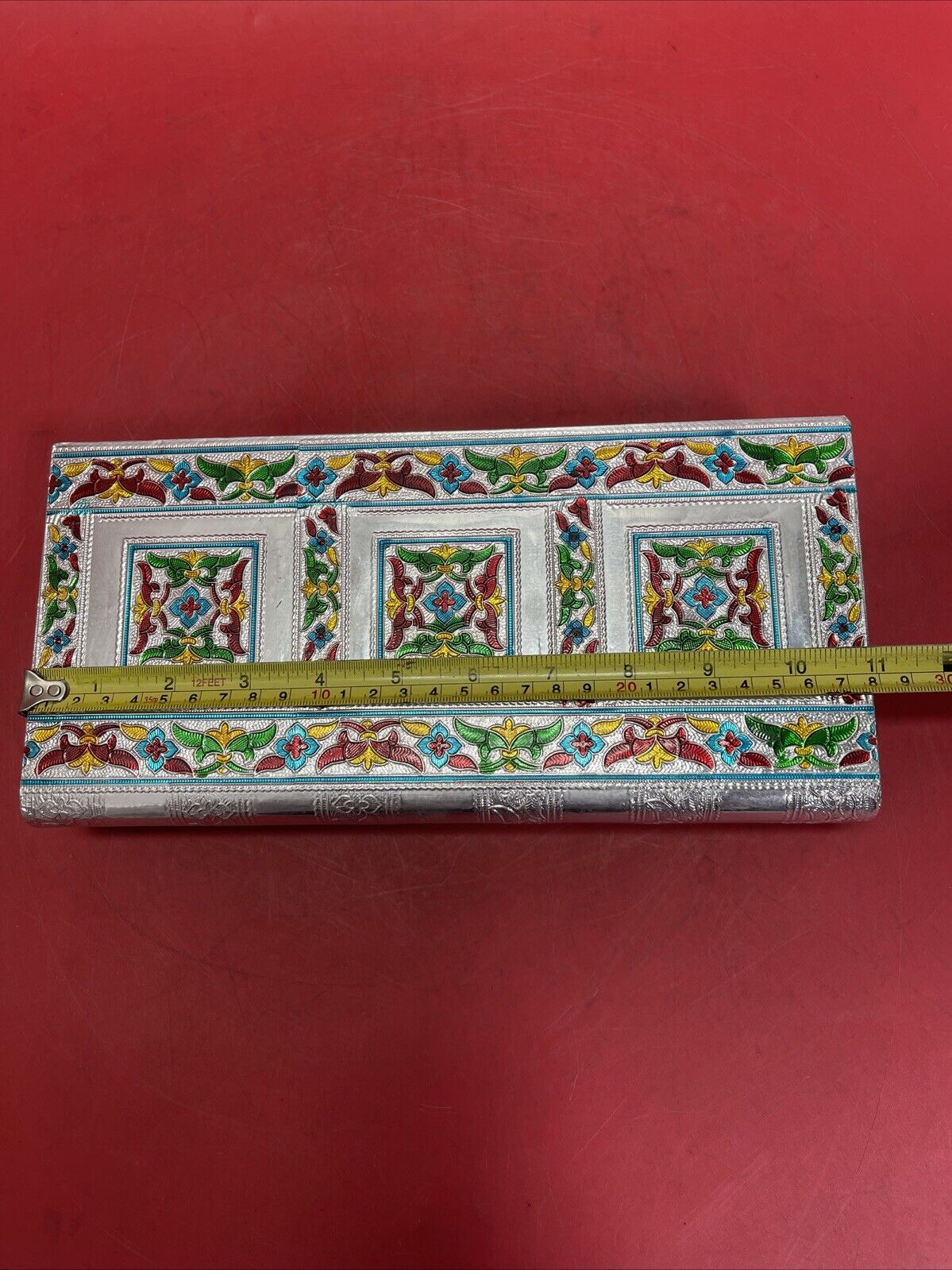 Handmade Flower Embossed Jewelry Box with Mirror Scratch Resistant Interior