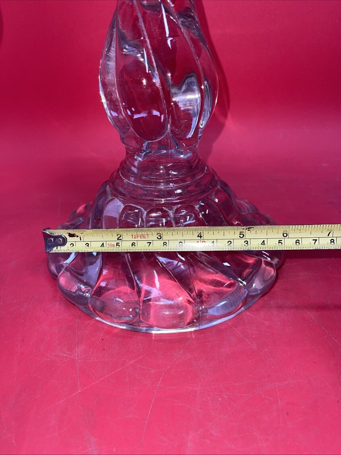 VINTAGE  CRYSTAL TABLE GLASS LAMP  by FOSTORIA Colony Swirl