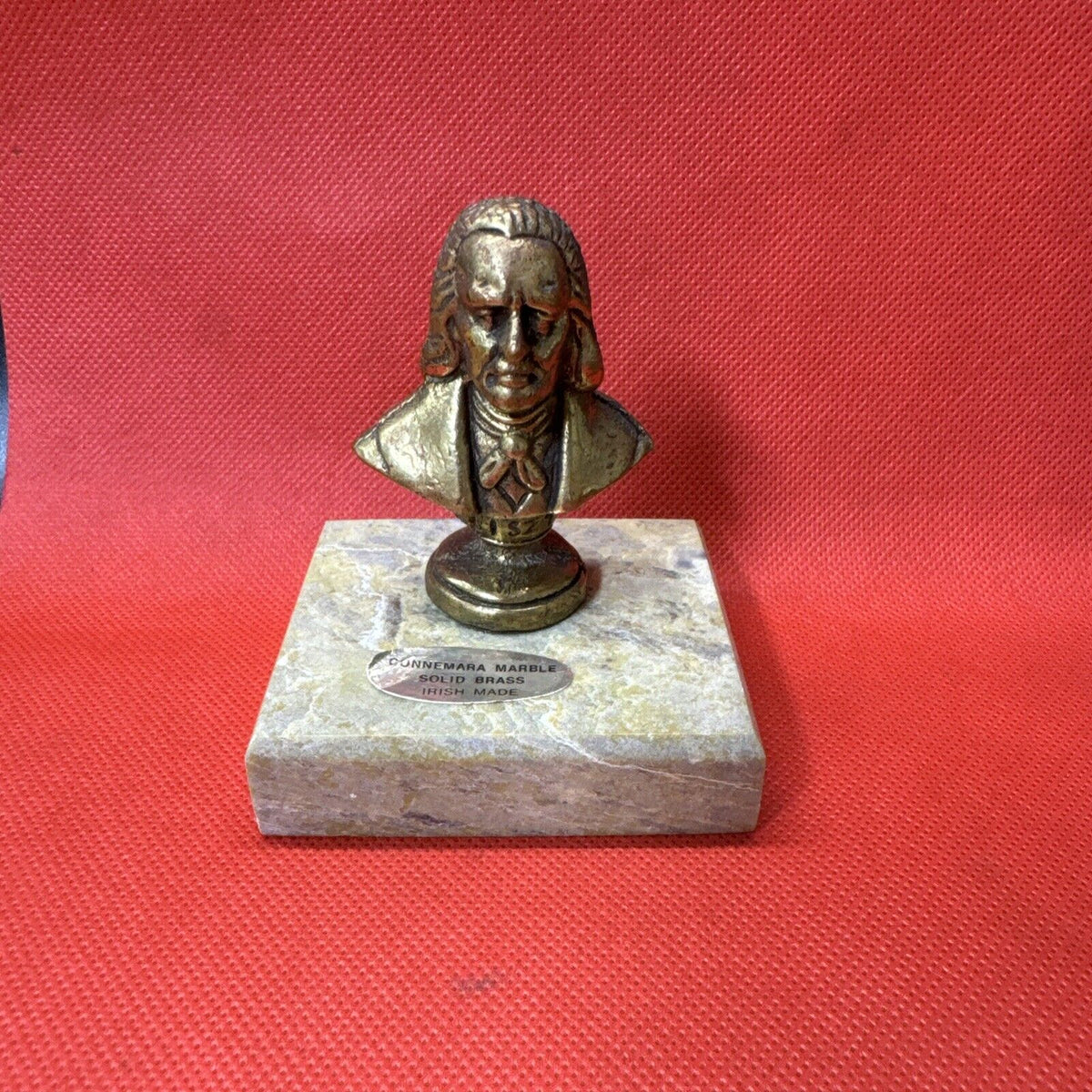 Vintage Liszt Bust 2.5” Classical Music Connemara Marble Solid Brass Irish Made