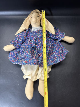 Vintage Cottage Core Stuffed Crafted Bunny Flowered Dress