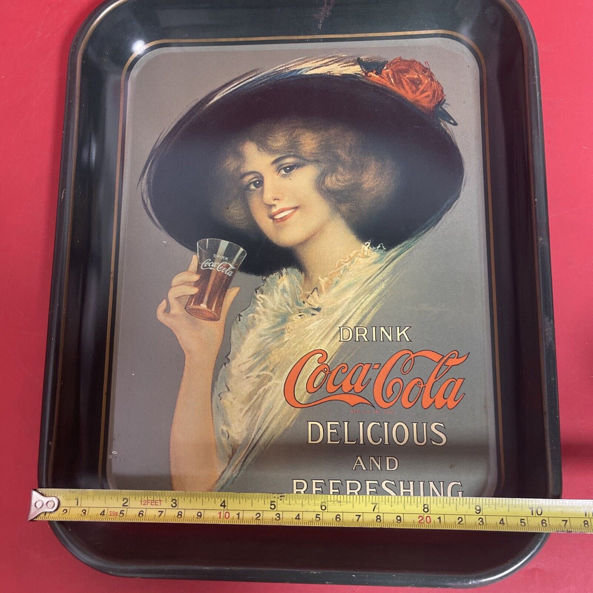 Vintage Coca Cola Metal Tin Serving Tray 1912 Hamilton King Girl Reproduction