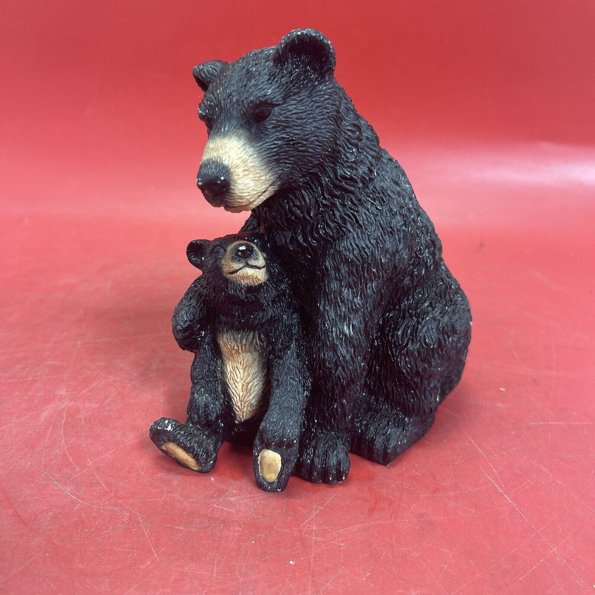 Black Bear Mom and Cub Resin Slide Figure, 6" Tall
