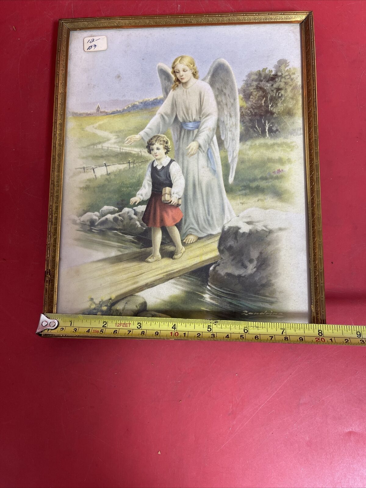 Vintage Religious Guardian Angel Frame Stand