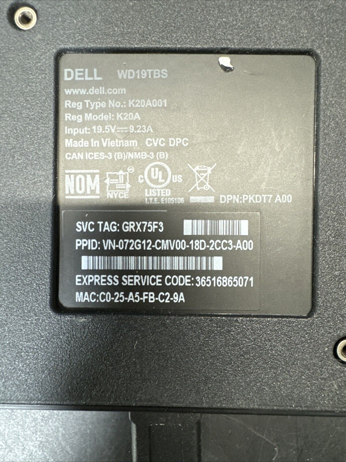 Dell WD19TB, 65W-AC Adapter, 65.0W Power Adapter/ Set Of 3