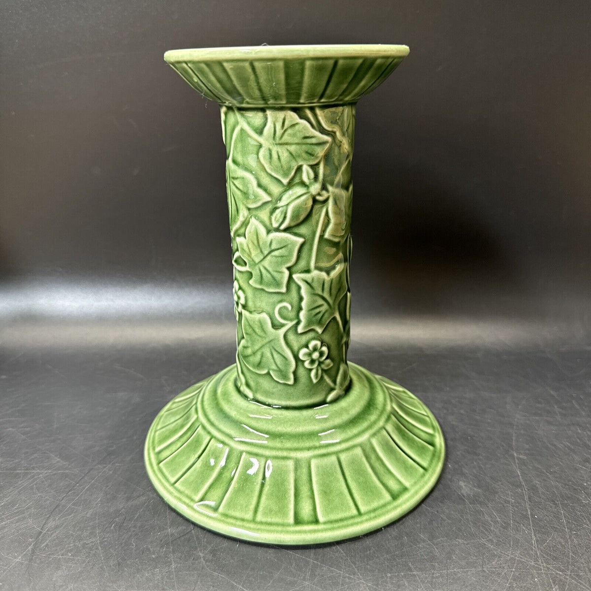 Lenox Summer Terrace Green Ivy Majolica Candlestick Holder/ Lot 2