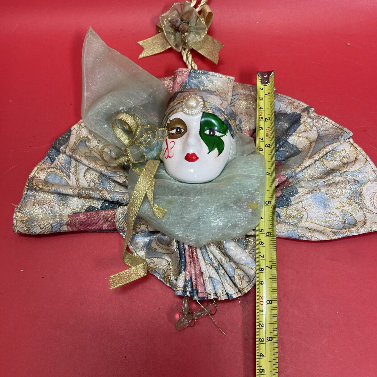 Ceramic Clown Jester Fan Style Ruff Venetian Style Decor Mask Lot 4