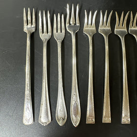 Lovely Assorted Vintage Appetizer Forks Silver Plate Entertaining/ Set 11