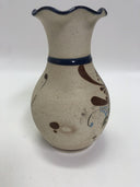 Vintage vase  Tonala Pottery Mexican Folk Art Bird Flowers Sand Stone Signed JC