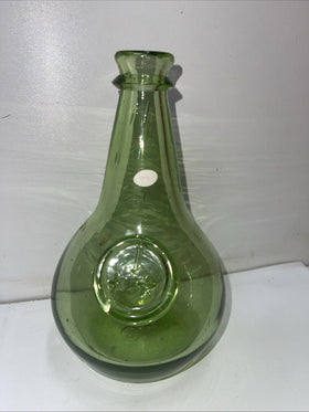Vintage Jamestown VA Hand Blown J & 2 Stars 7.5" Bottle Green Color Hand Blown