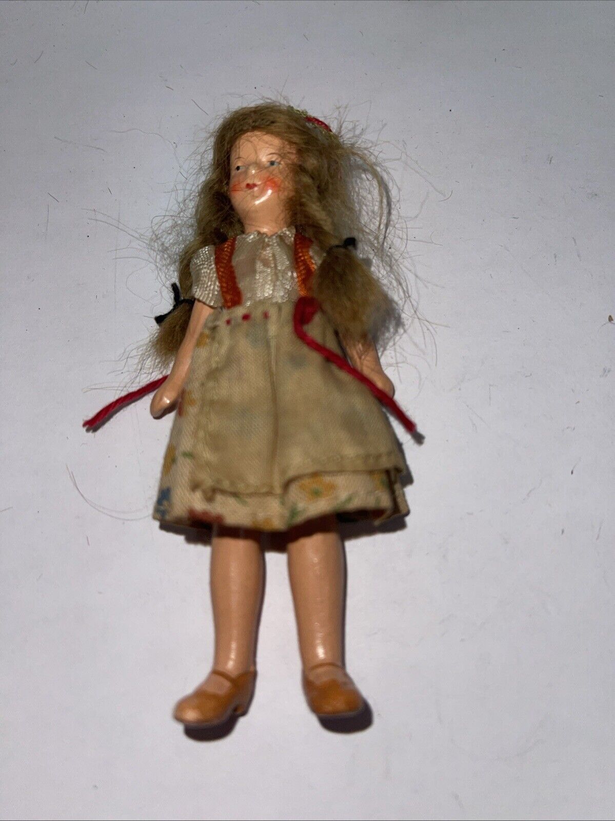 Vintage Bisque Miniature Jointed Dollhouse Doll Pair