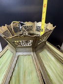 VINTAGE ENGLISH TUDOR TIFFANY STYLE SLAG GLASS HANGING LAMP LIGHT FIXTURE