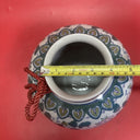 Hand Painted Ceramic Globe Chinese Vase Floral Pastel Blue Green Pink