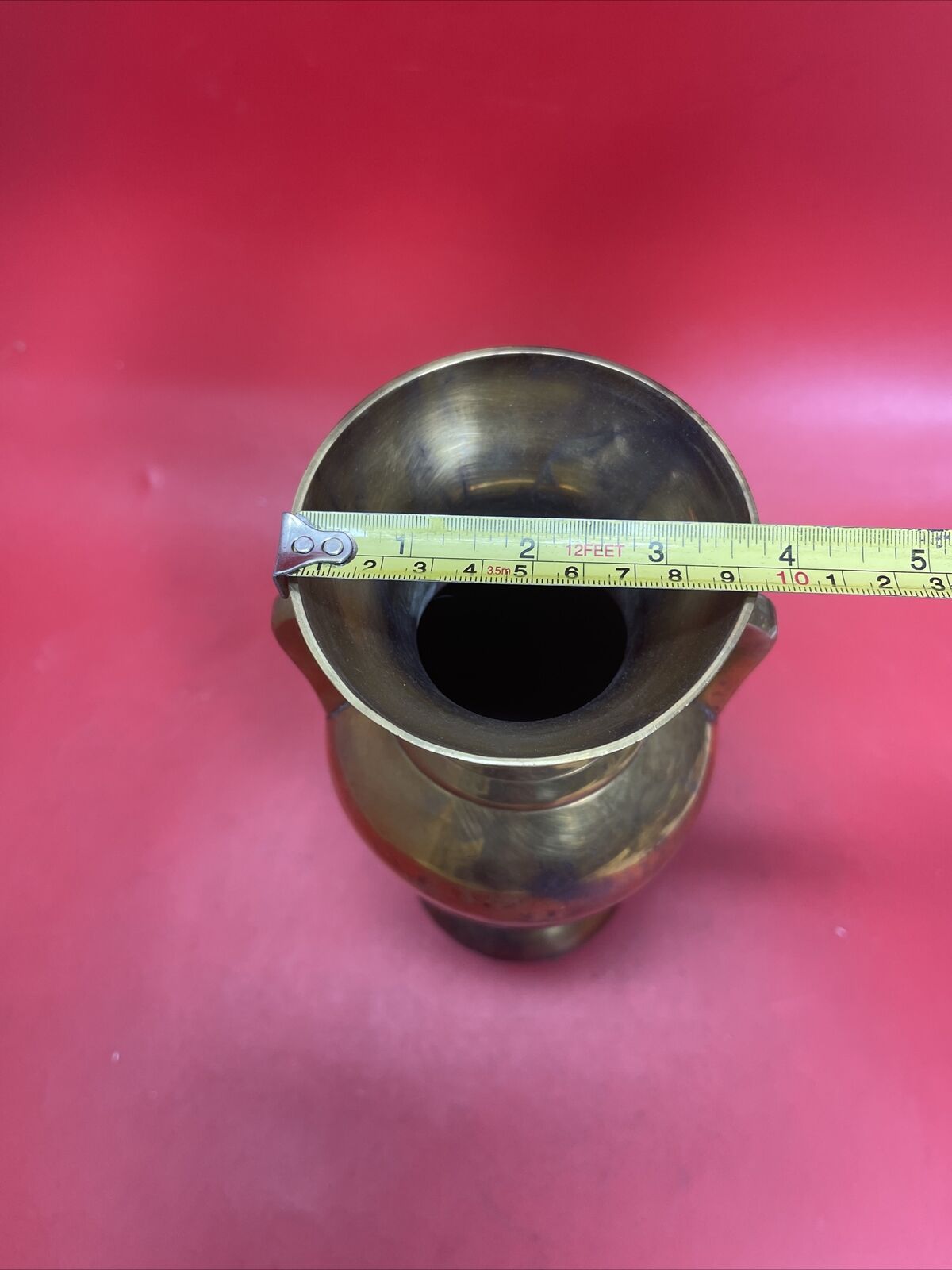 VINTAGE 11.5 INCH HIGH BRASS JUG MADE IN INDIA