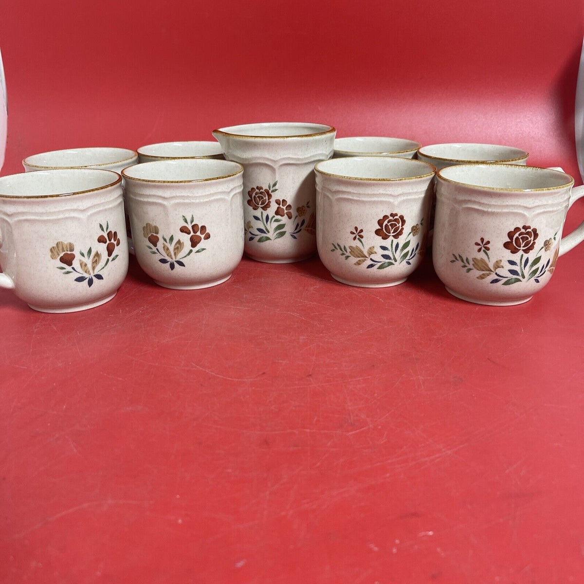 Brambleberry Cumberland Coffee Mugs Stoneware Japan Set of 8 & 1 Creamer