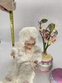 Heritage Signature Fiber Optic Bunny Baby with egg flower holder OH7585
