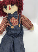 RAGGEDY ANDY WEIGHTED CLOTH DOLL BLUE PLAID PRIMITIVE STYLE