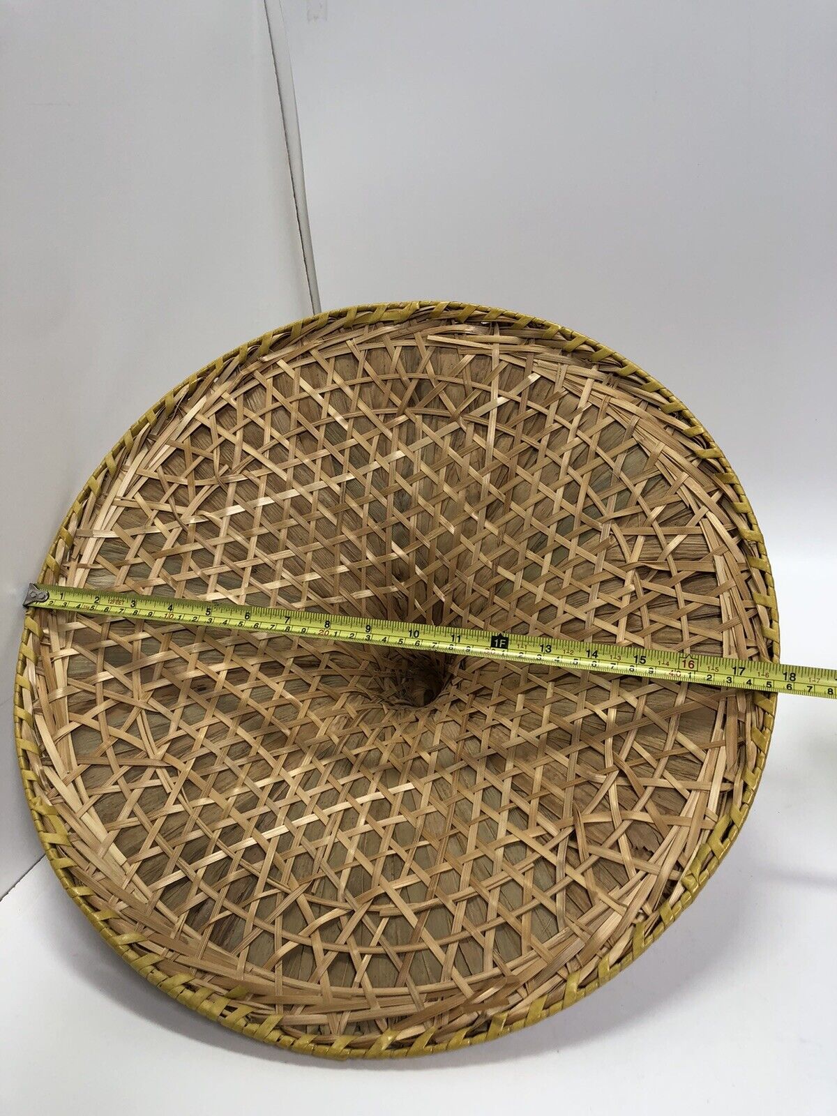 Vintage Asian Wicker Hat Coolie Bamboo Rice Paddy Sun Hat Conical Gardening